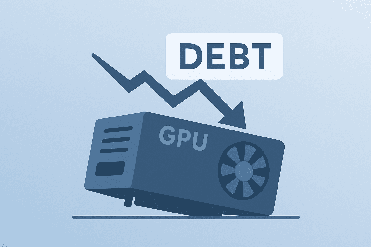 Flat filled vector of a stressed server cluster expanding circuits to represent CoreWeave convertible debt offering pressure.
