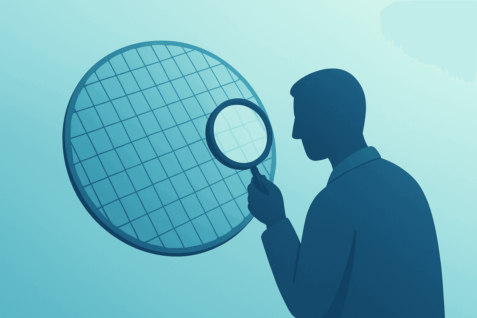 Flat vector cover showing a semiconductor chip symbolizing the Intel Apple chip deal and foundry risks and market rally.