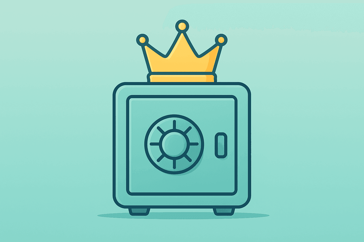 Flat-vector vault with rising crown symbolizing Apple Q3 2026 earnings reclaiming top market-cap and investor focus.