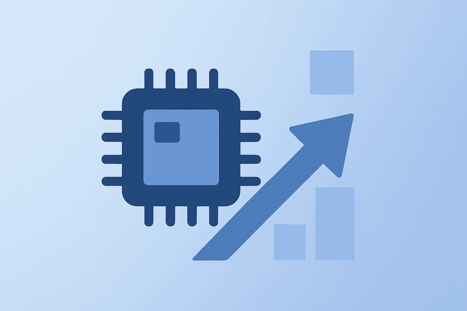 Flat filled vector of a memory chip fused with cleanroom elements to evoke tight supply and rising capex in Micron earnings.