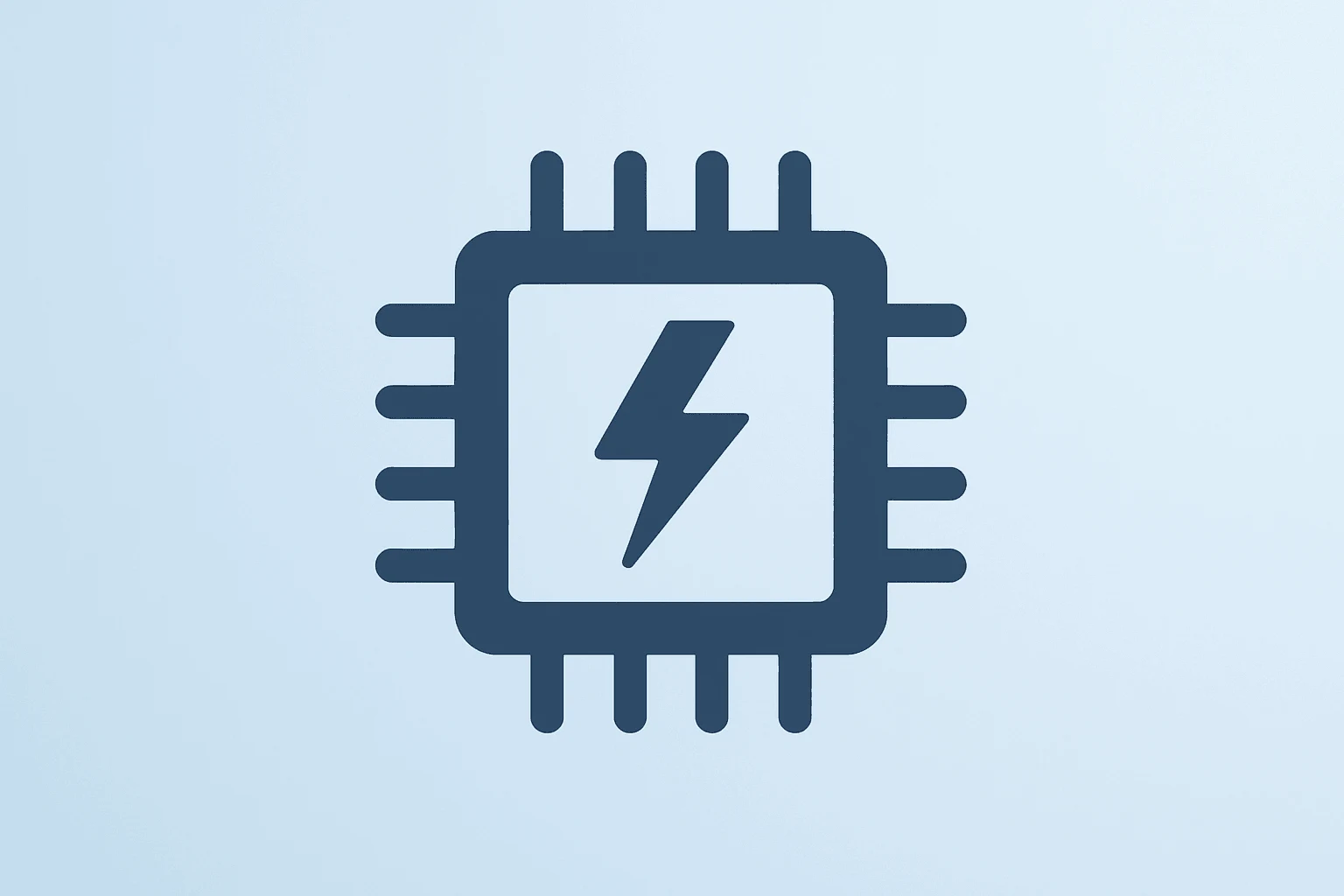 Flat-vector server chip merging with a fragile surge motif representing Intel earnings and the stock valuation test.